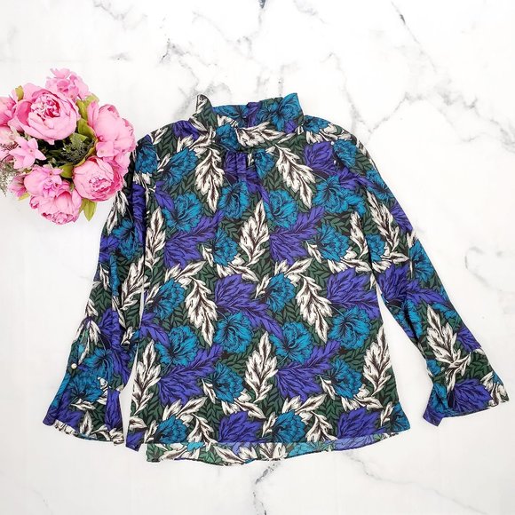 Vince Camuto, Ruffle Cuff Blouse, Floral, Large - Picture 3 of 8